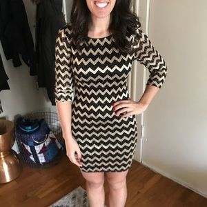 Amazing black & gold chevron dress